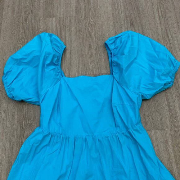 A New Day Mini Dress Puff Sleeves Smocked Cut Out Back Blue Womens Size XXL - Picture 6 of 15